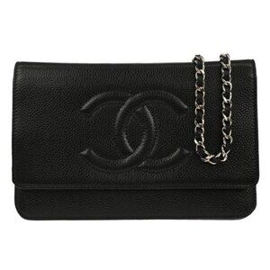 Chanel Black Calfskin Timeless WOC Wallet on Chain Bag 145836